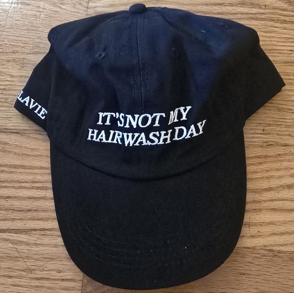 NWT Lolavie Black Cap with White Embroidery